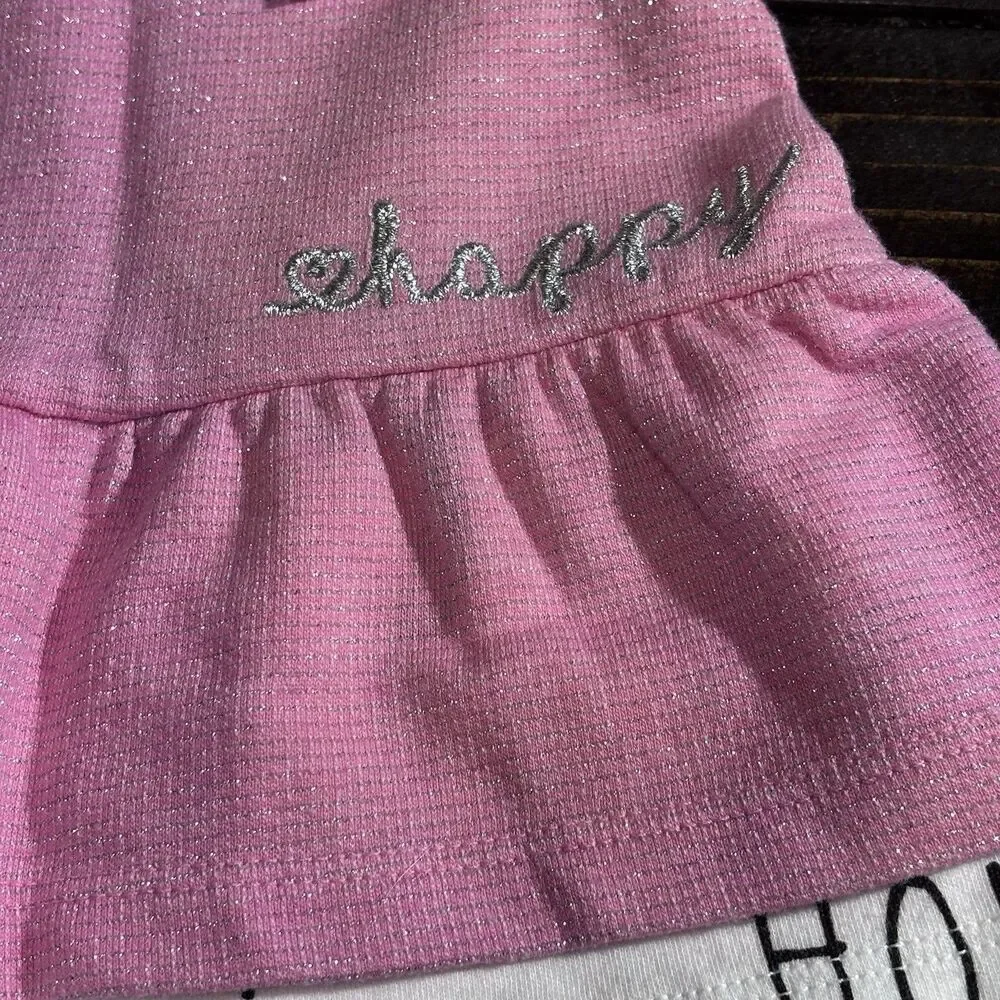 Boppy girls  Pink Top & Printed white Leggins 2 piece outfit Size 9 months